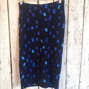 LuLaRoe Cassie Skirt UNICORN Blue Squares Size XS